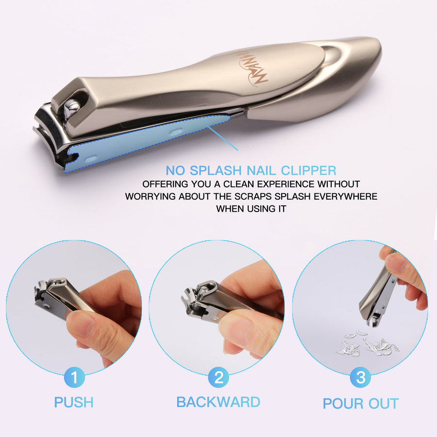  Nail Clipper with Catcher, Slanted Edge Nail Cutting Clippers  Stainless Steel Fingernail Cutter Trim with File for Men and Women : Beauty  & Personal Care