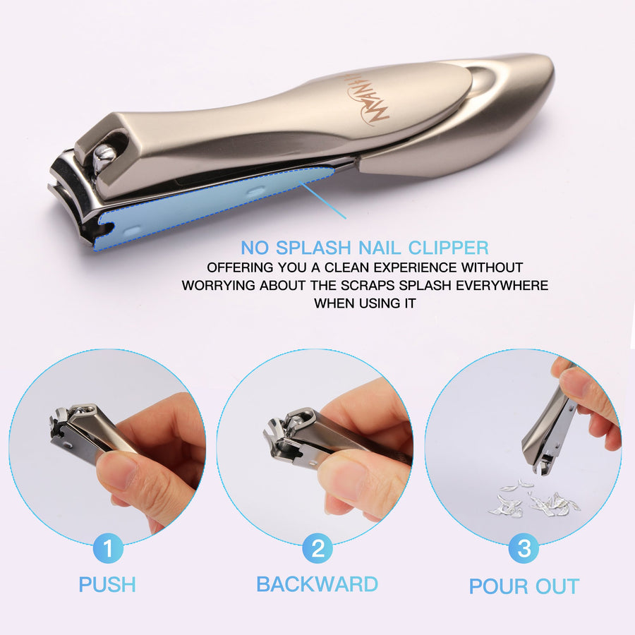 Nail Clippers with Catcher, No Splash Fingernail Clippers for