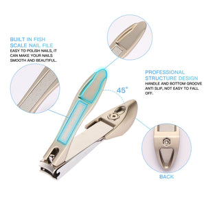 Nail Clipper, MANTIS Heavy Duty Deluxe Nail Trimmers, Small and Large Kit, Champagne, Stainless Steel [Pack of 2]