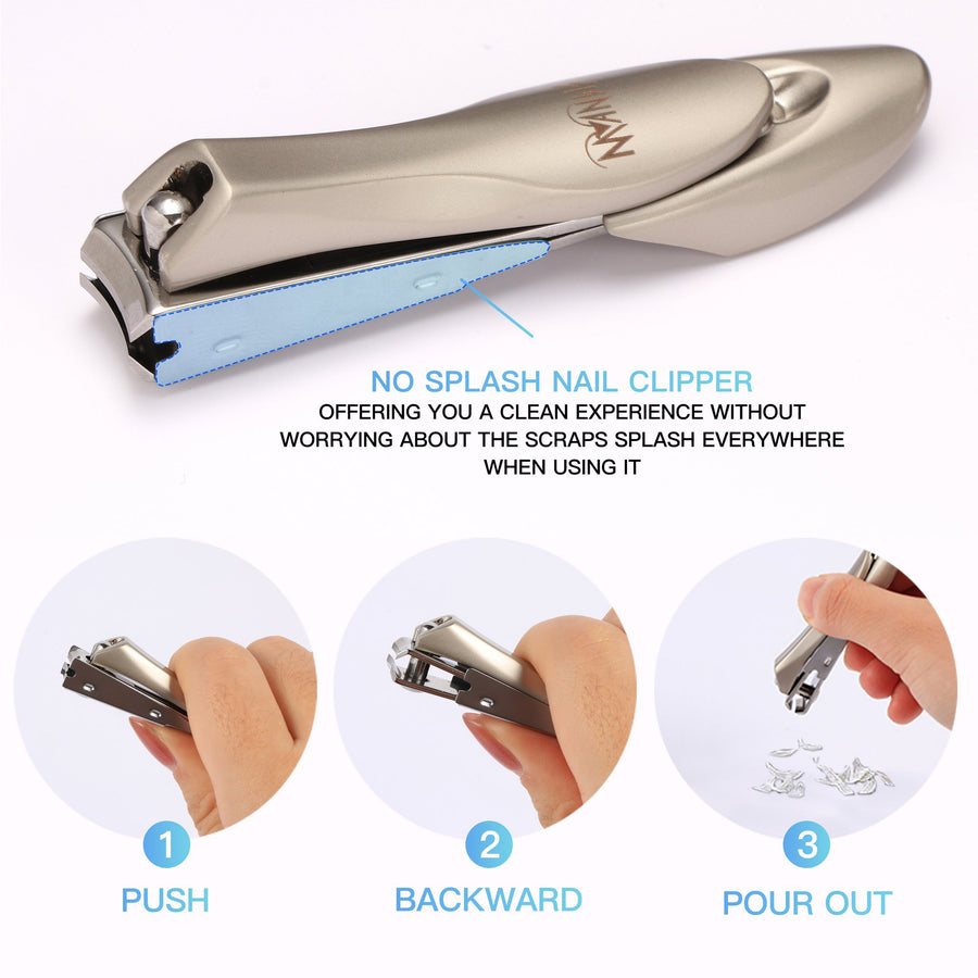 Nail Clipper, MANTIS Heavy Duty Deluxe Nail Trimmers, Small and Large Kit, Champagne, Stainless Steel [Pack of 2]