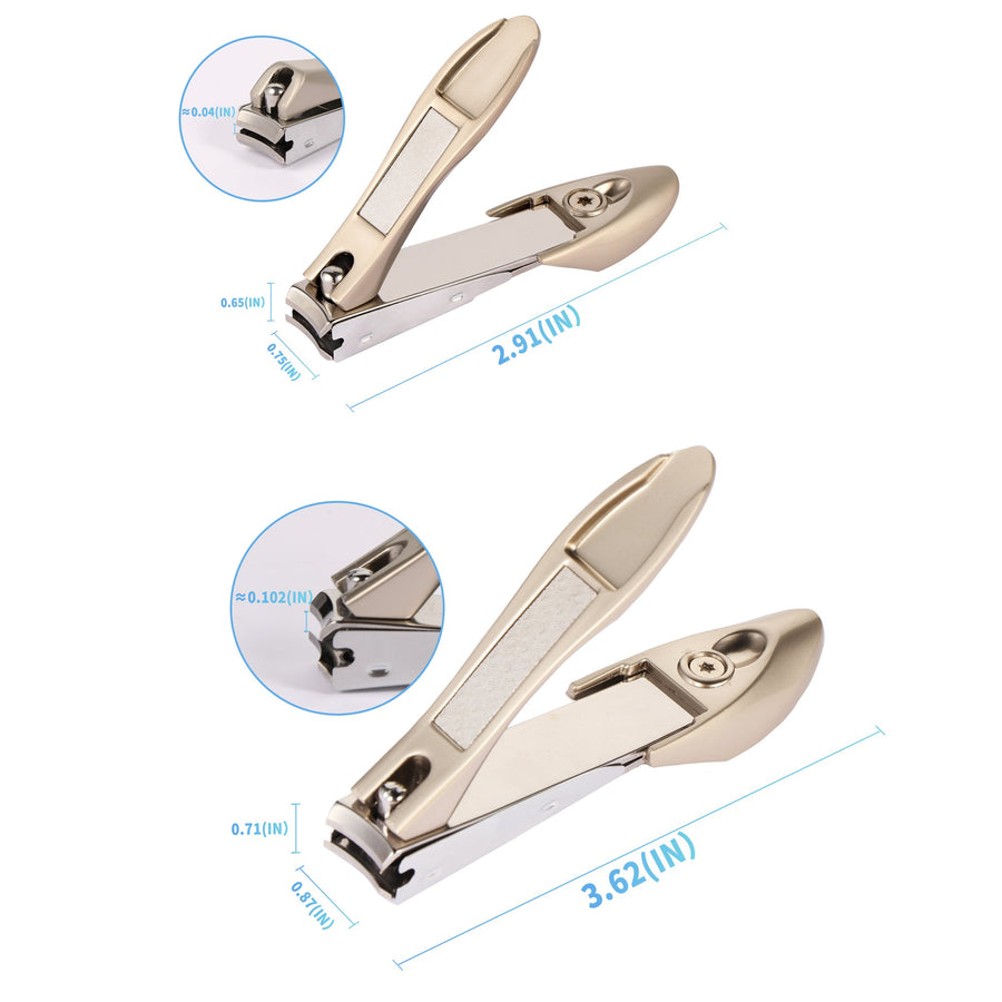 Nail Clipper, MANTIS Heavy Duty Deluxe Nail Trimmers, Small and Large Kit, Champagne, Stainless Steel [Pack of 2]