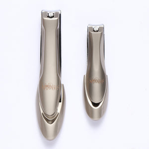 Nail Clippers, MANTIS Heavy Duty Deluxe Nail Trimmers, Small and Large Kit, Champagne, Carbon Steel [Pack of 2]