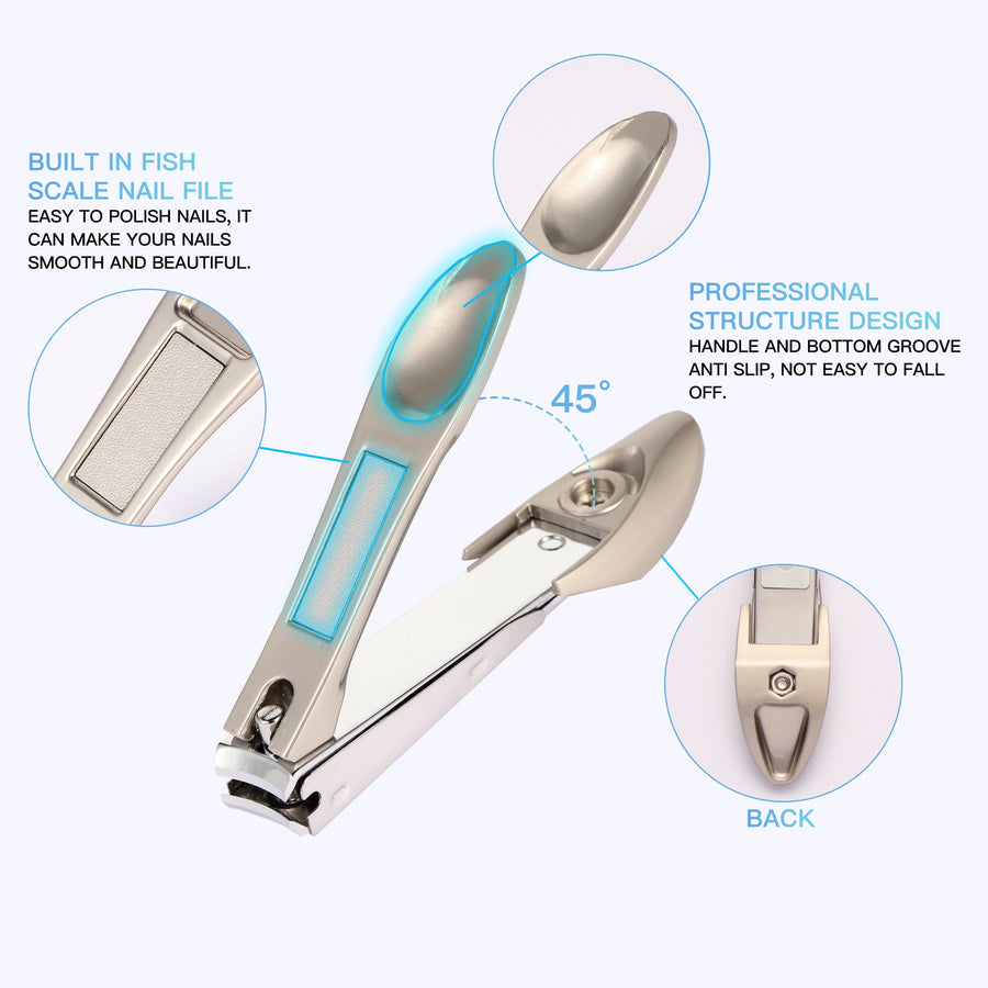 Nail Clippers, MANTIS Heavy Duty Deluxe Nail Trimmers, Small and Large Kit, Champagne, Carbon Steel [Pack of 2]