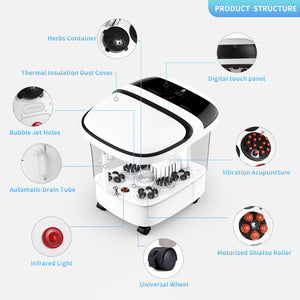 Foot Spa Bath Massager, MASAG A30 Foot Spa Bucket with Touch Digital Control Panel, Motorized Rollers, All In One for Foot Stress Relief