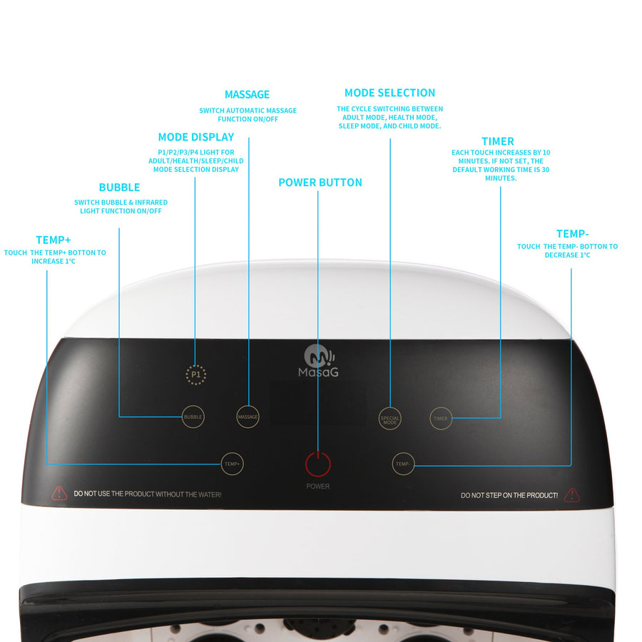 Foot Spa Bath Massager, MASAG A30 Foot Spa Bucket with Touch Digital Control Panel, Motorized Rollers, All In One for Foot Stress Relief
