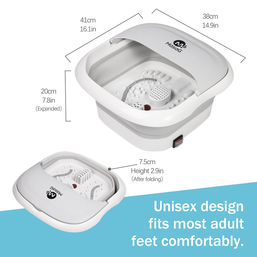 Foldable Foot Spa Massager, MASAG F10 Foot Spa Bath Massager, Automatic Heating Type, Grey