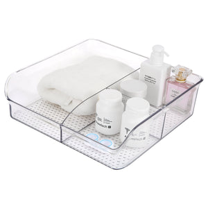 Roselife Bathroom Storage Series, 3 Grid Organizer Box for Hand Towels,Hair Accessories, Facial Cream, etc, Clear