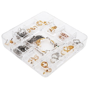 Vanity Tray, 13-Compartment Stacking Jewelry Tray, ROSELIFE Acrylic  Jewelry Ring Dish Holder, Transparent