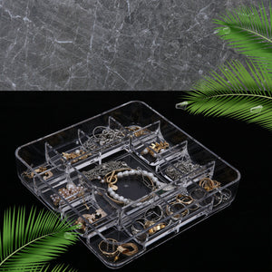 Vanity Tray, 13-Compartment Stacking Jewelry Tray, ROSELIFE Acrylic  Jewelry Ring Dish Holder, Transparent