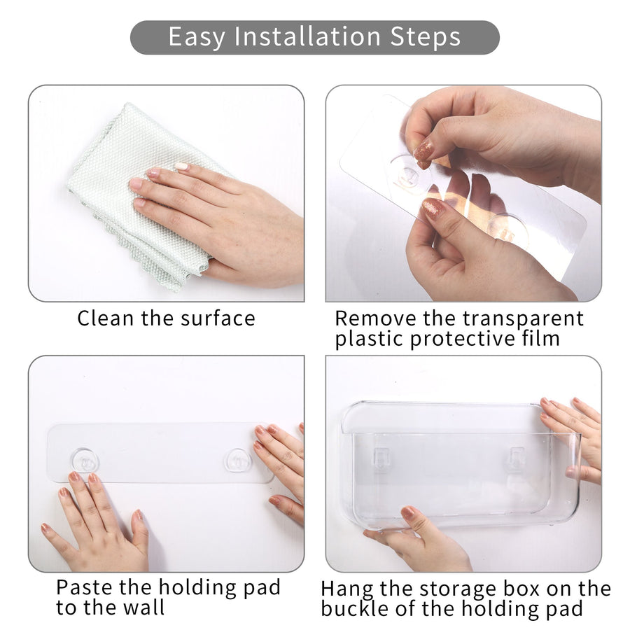 Sticky Basket, Sticky Shelf, ROSELIFE Bar Storage Tray, Magic Stick Installation, Punchless, Clear, Large