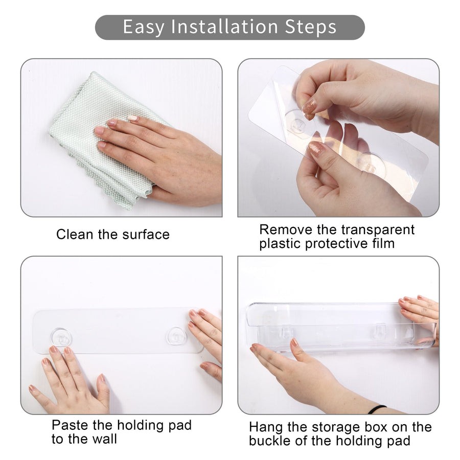 Sticky Shelf, Sticky Basket, ROSELIFE Bar Storage Tray, Magic Stick Installation, Punchless, Clear, Widen