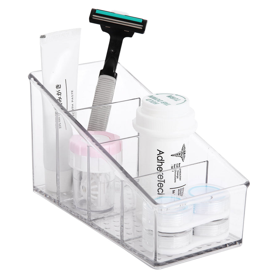 Roselife Bathroom Storage Series, 4 Grid Organizer Box, PET Material, Clear