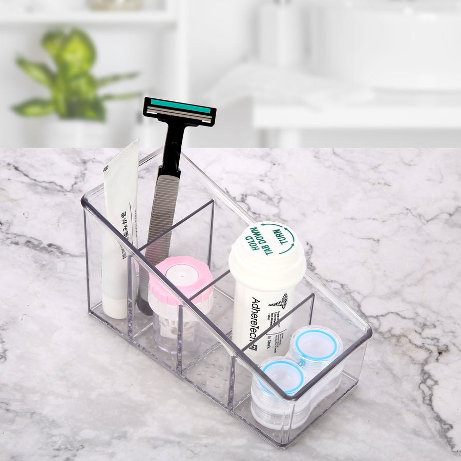 Roselife Bathroom Storage Series, 4 Grid Organizer Box, PET Material, Clear