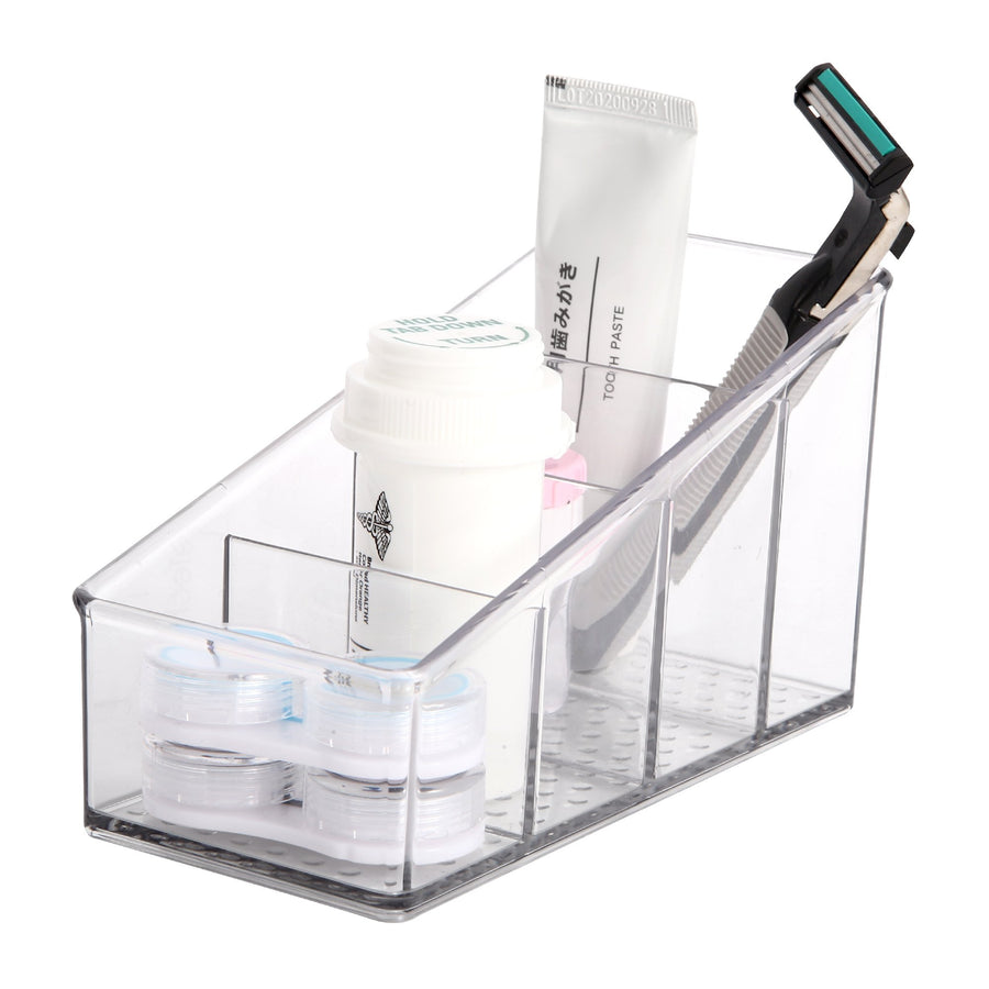 Roselife Bathroom Storage Series, 4 Grid Organizer Box, PET Material, Clear