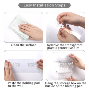 Toilet Paper Holder, ROSELIFE Tissue Holder w/ Phone Tray, Traceless Super Sticky Gel Pad installation, Clear