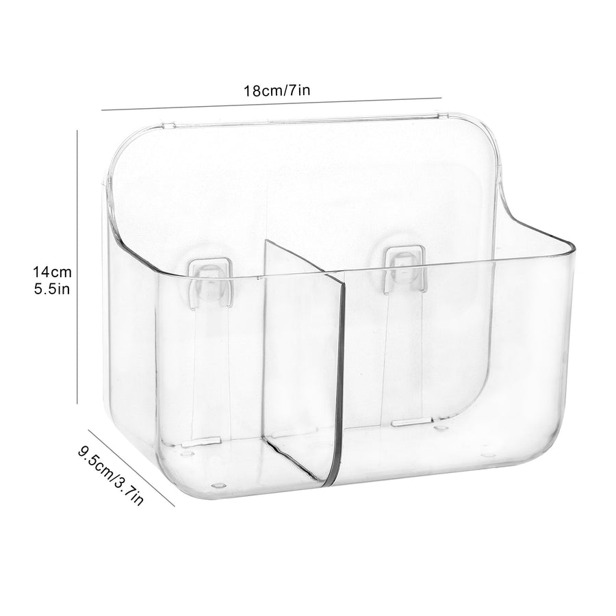 Sticky Basket, 2-Compartment Storage Basket, ROSELIFE Bar Storage Tray, Magic Stick Installation, Punchless, Clear