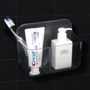Sticky Basket, 2-Compartment Storage Basket, ROSELIFE Bar Storage Tray, Magic Stick Installation, Punchless, Clear