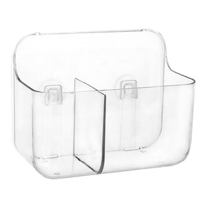 Sticky Basket, 2-Compartment Storage Basket, ROSELIFE Bar Storage Tray, Magic Stick Installation, Punchless, Clear
