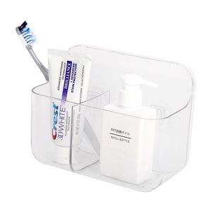 Sticky Basket, 2-Compartment Storage Basket, ROSELIFE Bar Storage Tray, Magic Stick Installation, Punchless, Clear