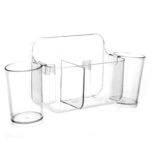 Sticky Toothbrush Center w/ Two Cup, ROSELIFE Toothbrush Storage Tray, Magic Stick Installation, Punchless, Clear