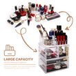 Load image into Gallery viewer, Cosmetic Storage Organizer, Makeup Case, ROSELIFE [TAB] 3 Pieces Kit Jewelry Display, 4 Drawers, 16 Slots, Detachable, Clear
