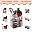 Load image into Gallery viewer, Cosmetic Storage Organizer, Makeup Case, ROSELIFE [TAB] 3 Pieces Kit Jewelry Display, 4 Drawers, 16 Slots, Detachable, Clear

