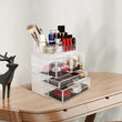 Load image into Gallery viewer, Cosmetic Storage Organizer, Makeup Case, ROSELIFE [TAB] 3 Pieces Kit Jewelry Display, 4 Drawers, 16 Slots, Detachable, Clear
