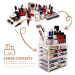Load image into Gallery viewer, Cosmetic Storage Organizer, Makeup Case, ROSELIFE [TEC] 3 Pieces Kit Jewelry Display, 7 Drawers, 16 Slots, Detachable, Clear
