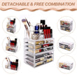 Load image into Gallery viewer, Cosmetic Storage Organizer, Makeup Case, ROSELIFE [TEC] 3 Pieces Kit Jewelry Display, 7 Drawers, 16 Slots, Detachable, Clear
