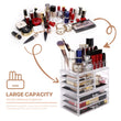 Load image into Gallery viewer, Cosmetic Storage Organizer, Makeup Case, ROSELIFE [TGC] 3 Pieces Kit Jewelry Display, 7 Drawers, 16 Slots, Detachable, Clear
