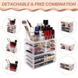 Load image into Gallery viewer, Cosmetic Storage Organizer, Makeup Case, ROSELIFE [THC] 3 Pieces Kit Jewelry Display, 8 Drawers, 16 Slots, Detachable, Clear

