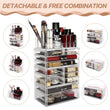 Load image into Gallery viewer, Cosmetic Storage Organizer, Makeup Case, ROSELIFE [THEA] 4 Pieces Kit Jewelry Display, 11 Drawers, 16 Slots, Detachable, Clear
