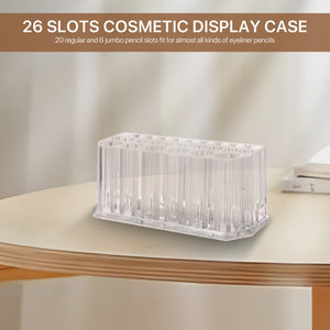 Acrylic Eyeliner Lip Liner Organizer, ROSELIFE  Makeup Pen Cosmetic Display Case, 26 slots  Fashion Eyeliner Pen Storage Box, Clear