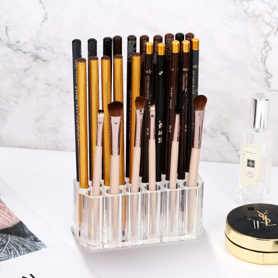 Acrylic Eyeliner Lip Liner Organizer, ROSELIFE  Makeup Pen Cosmetic Display Case, 26 slots  Fashion Eyeliner Pen Storage Box, Clear