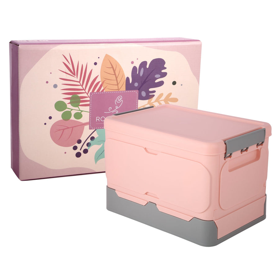 Foldable Storage Box, ROSELIFE Student Books Storage Box, 13.5" X 9.0¡° X9.0¡±, Middle,Pink