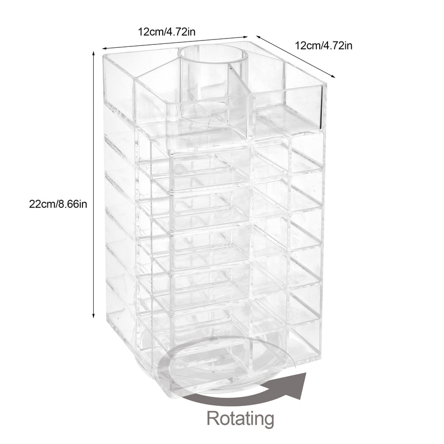 Premium Acrylic Rotating Cosmetic Lipsticks Tower, ROSELIFE Lipsticks Organizer 48+5 Slots, Clear