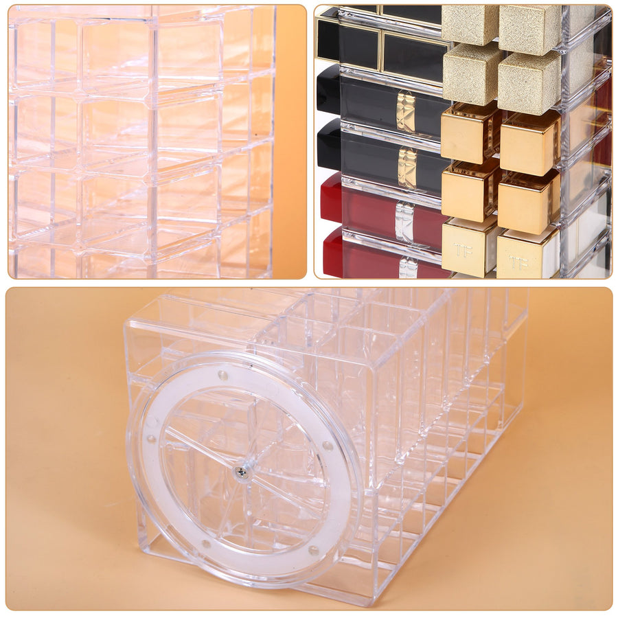 Premium Acrylic Rotating Cosmetic Lipsticks Tower, ROSELIFE Lipsticks Organizer 48+5 Slots, Clear