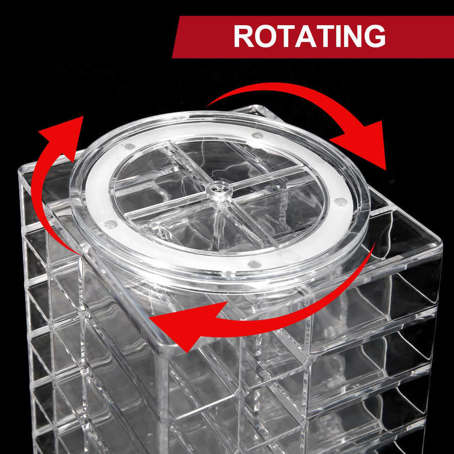 Premium Acrylic Rotating Cosmetic Lipsticks Tower, ROSELIFE Lipsticks Organizer 48+5 Slots, Clear