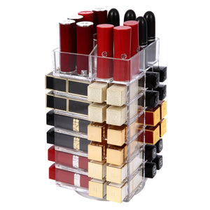 Premium Acrylic Rotating Cosmetic Lipsticks Tower, ROSELIFE Lipsticks Organizer 48+5 Slots, Clear