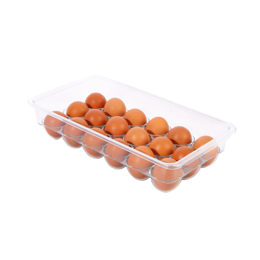 Egg Holder for Refrigerator, ROSELIFE Acrylic Egg Storage Container for Fridge, Stackable Tray Holds 18 Eggs, Clear