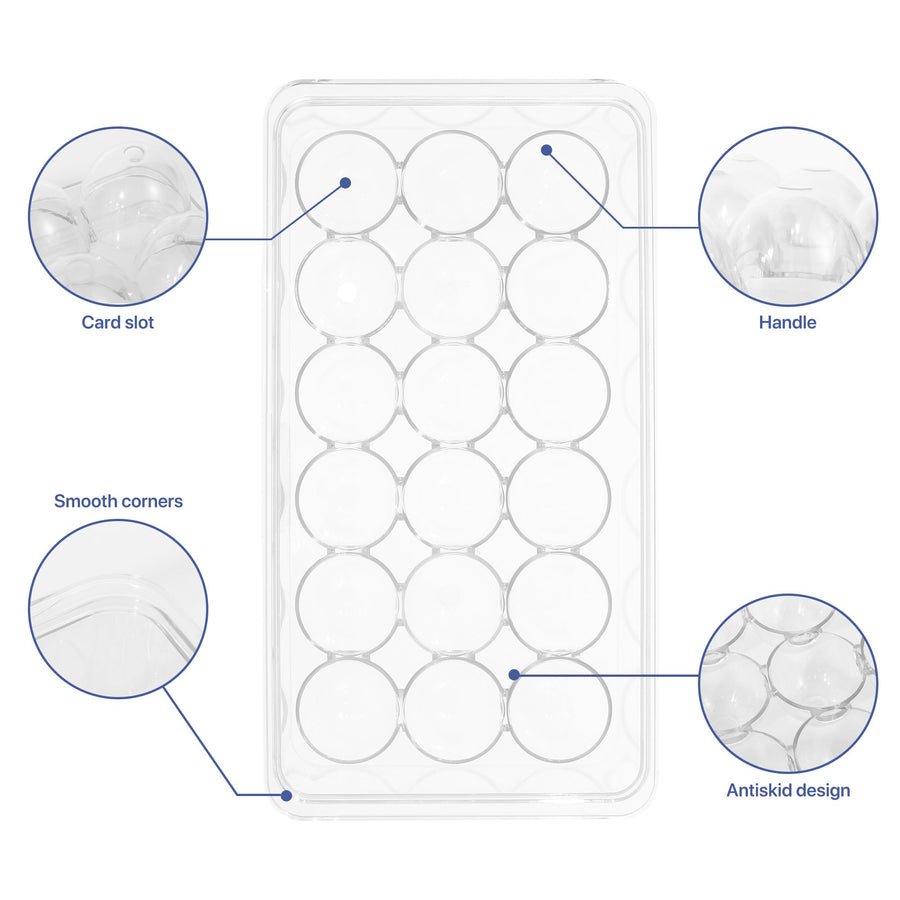 Egg Holder for Refrigerator, ROSELIFE Acrylic Egg Storage Container for Fridge, Stackable Tray Holds 18 Eggs, Clear