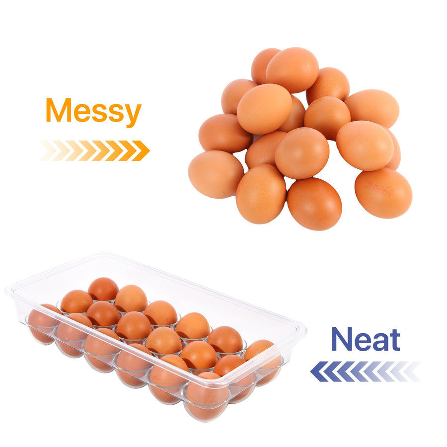 Egg Holder for Refrigerator, ROSELIFE Acrylic Egg Storage Container for Fridge, Stackable Tray Holds 18 Eggs, Clear