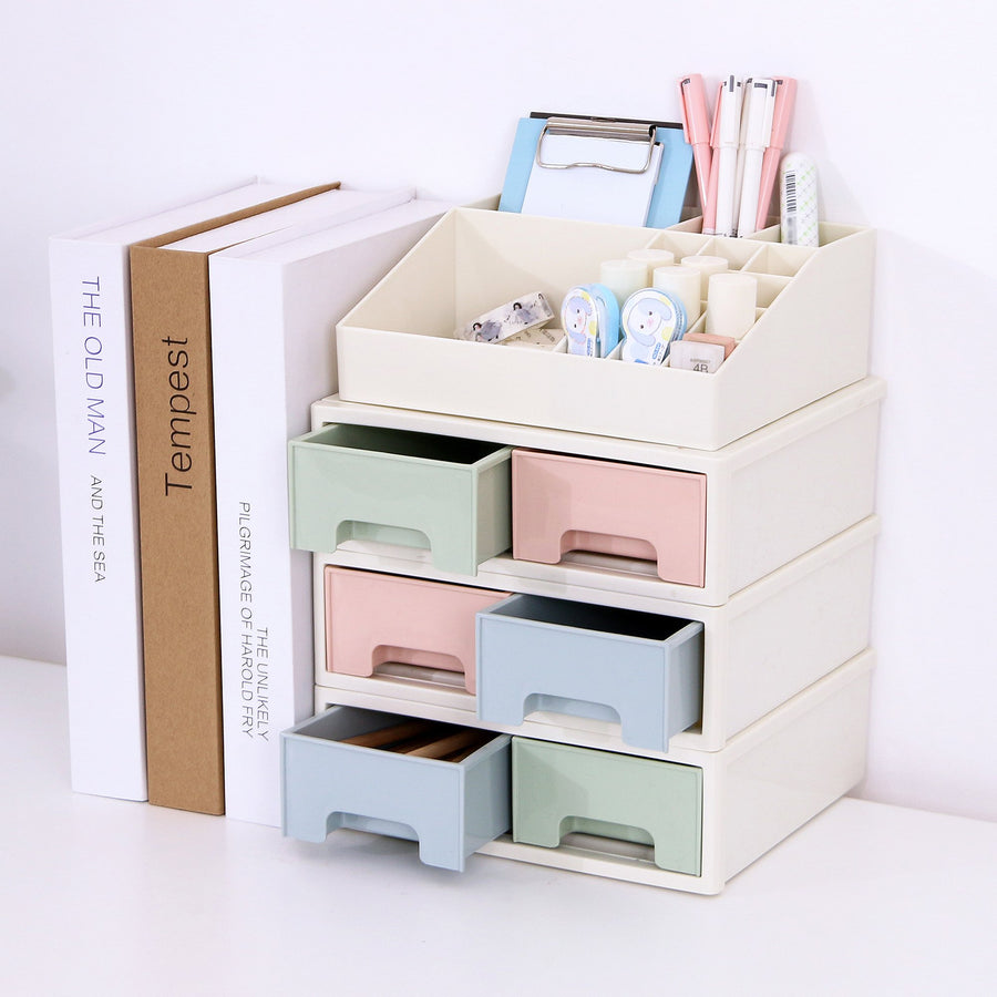 Stationery Organizer Box, Roselife Multifunctional Desk Storage Box Set, [TBD-04] w/ 3 Drawers + 16 Slots