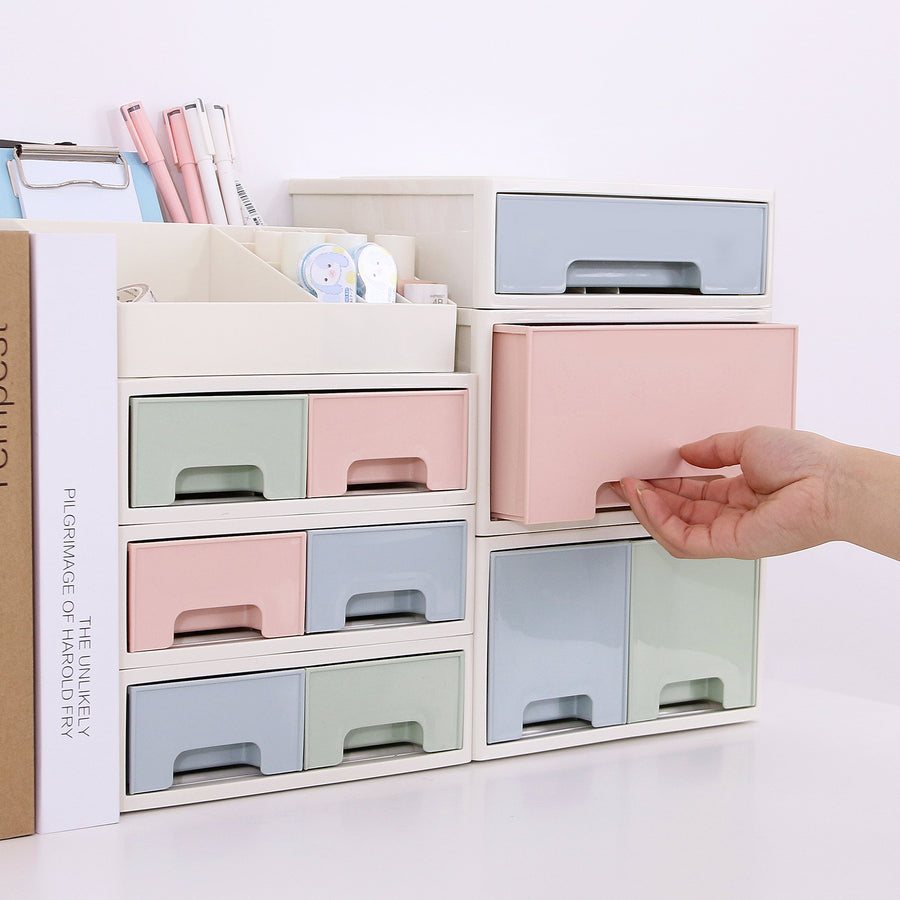 Stationery Organizer Box, Roselife Multifunctional Desk Storage Box Set, [TBD-08] w/ 3 Drawers + 16 Slots