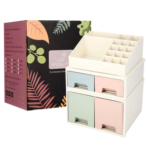 Stationery Organizer , Roselife Multifunctional Desk Storage Box Set, [TAD-02] w/ 4 Drawers + 16 Slots