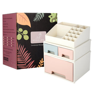 Stationery Organizer box, Roselife Multifunctional Desk Storage Box Set, [TAF-03] w/ 3 Drawers + 16 Slots