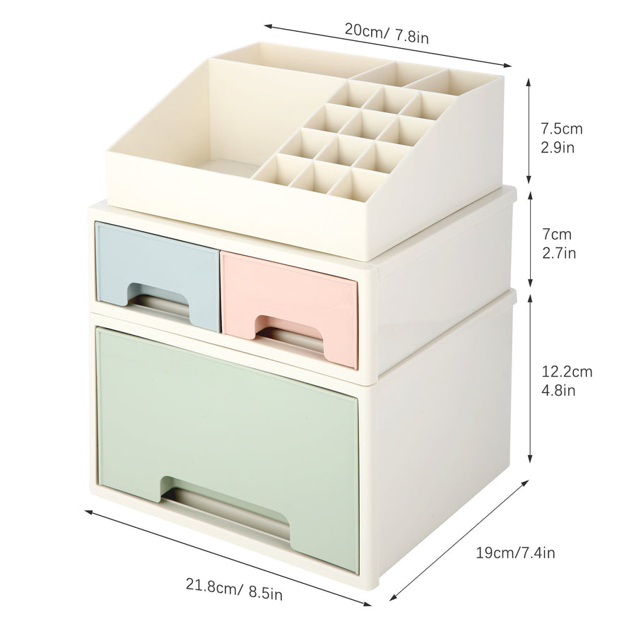 Stationery Organizer Box, Roselife Multifunctional Desk Storage Box Set, [TAF-11] w/ 3 Drawers + 16 Slots