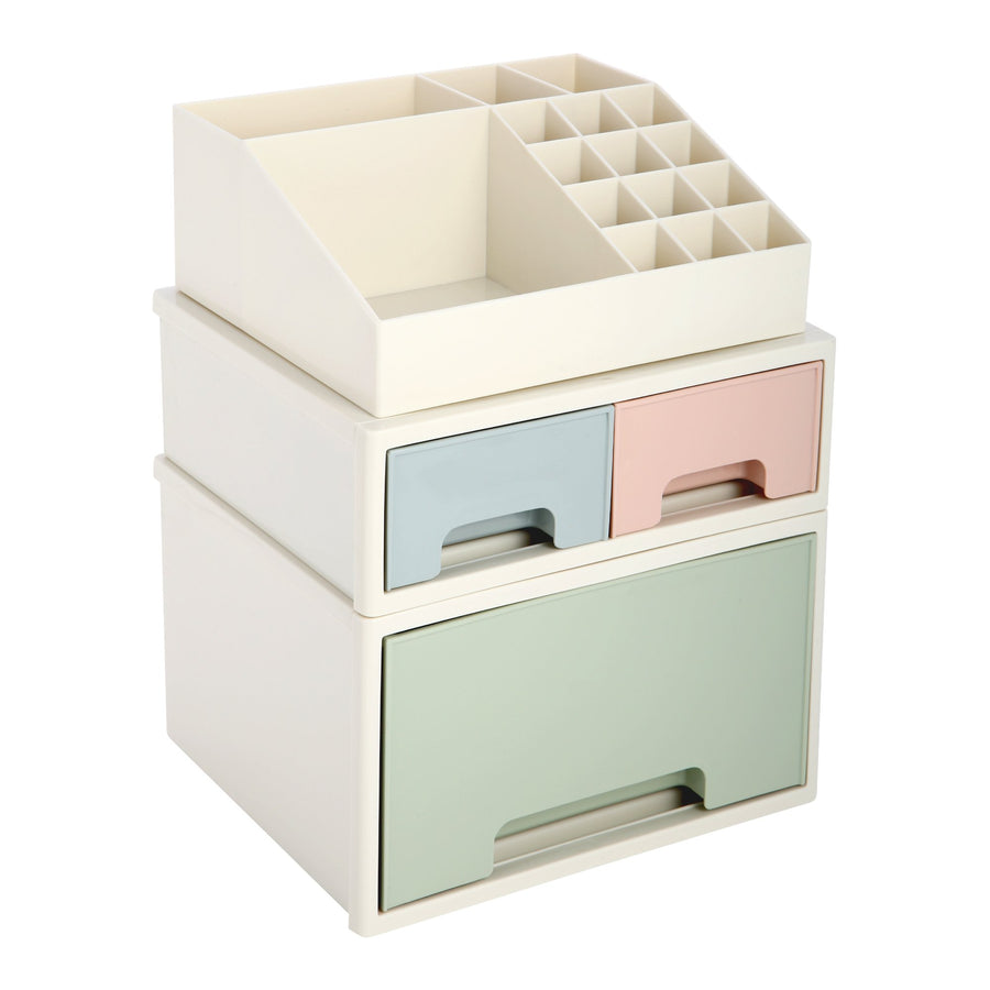 Stationery Organizer Box, Roselife Multifunctional Desk Storage Box Set, [TAF-11] w/ 3 Drawers + 16 Slots