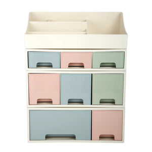 Organize storage box for multi-scene use, ROSELIFE [TBDE-05] Desktop Organizer, 4 Pieces 8 Drawers, 5 Slots, Blue, Pink and Green Assortment