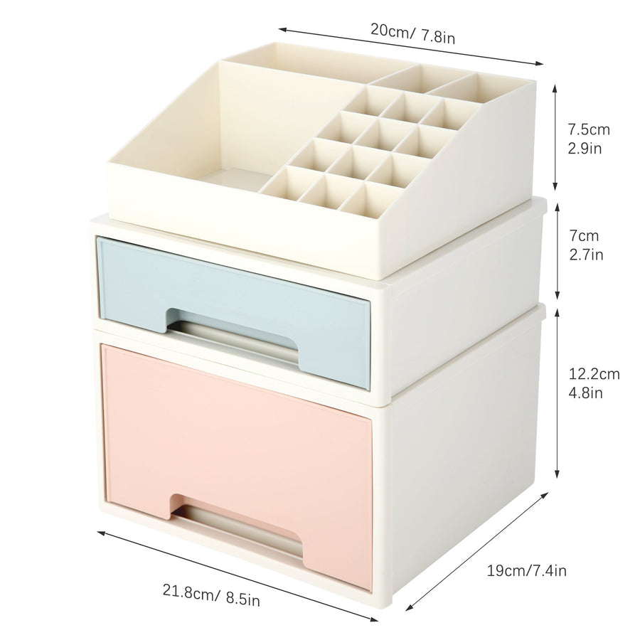 Stationery Organizer Box, Roselife Multifunctional Desk Storage Box Set, [TBF-05] w/ 2 Drawers + 16 Slots